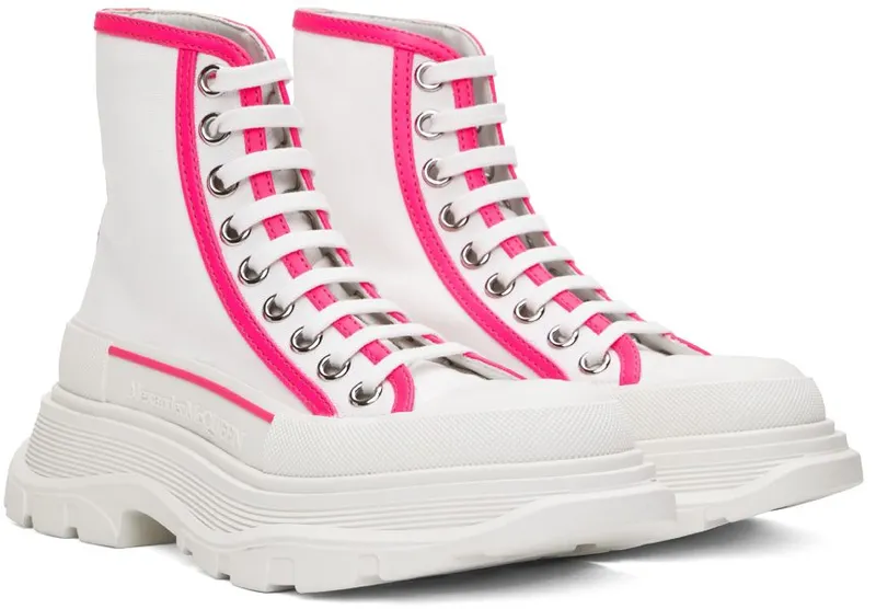 Alexander McQueen White Tread Slick High Sneakers (697082W4MV5)
