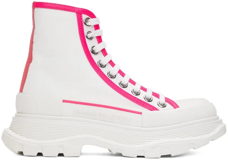 Alexander McQueen White Tread Slick High Sneakers (697082W4MV5)