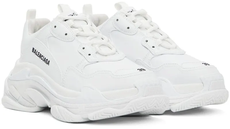 Balenciaga White Triple S Low-Top Sneakers (536737-W2FA5-9000)