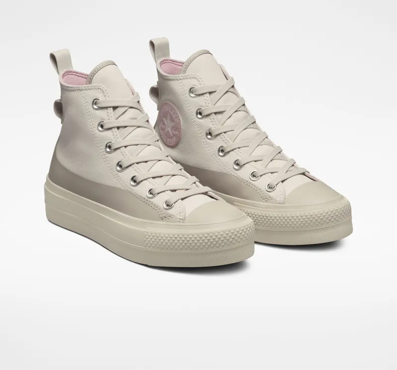 Converse Chuck Taylor All Star Lift Platform Water-Repellent Canvas Desert Sand/stone Mauve