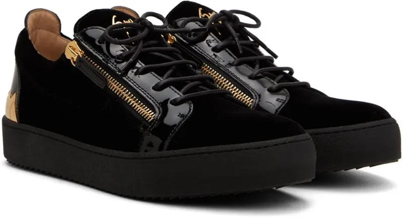 Giuseppe Zanotti Black & Gold Frankie Shark Sneakers (RU20045)