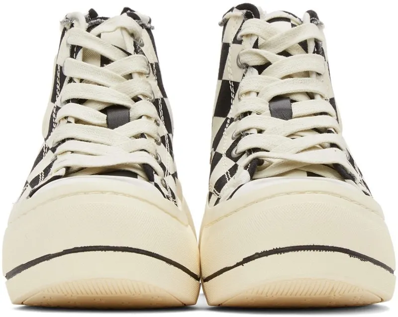 R13 Black & Off-White Check Kurt High-Top Sneakers (R13S5029-S023A)