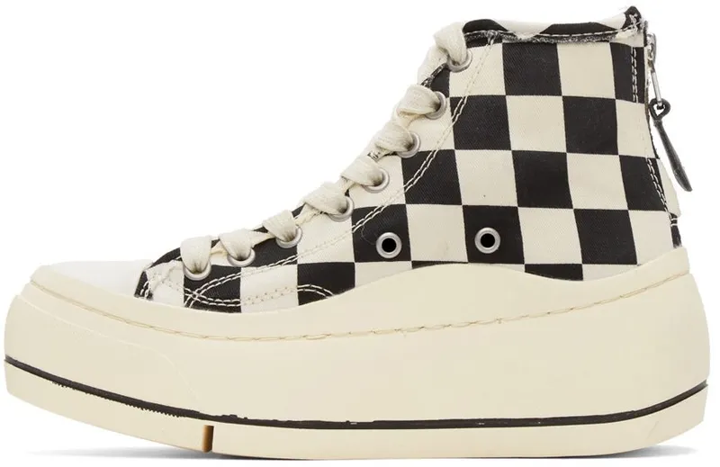 R13 Black & Off-White Check Kurt High-Top Sneakers (R13S5029-S023A)