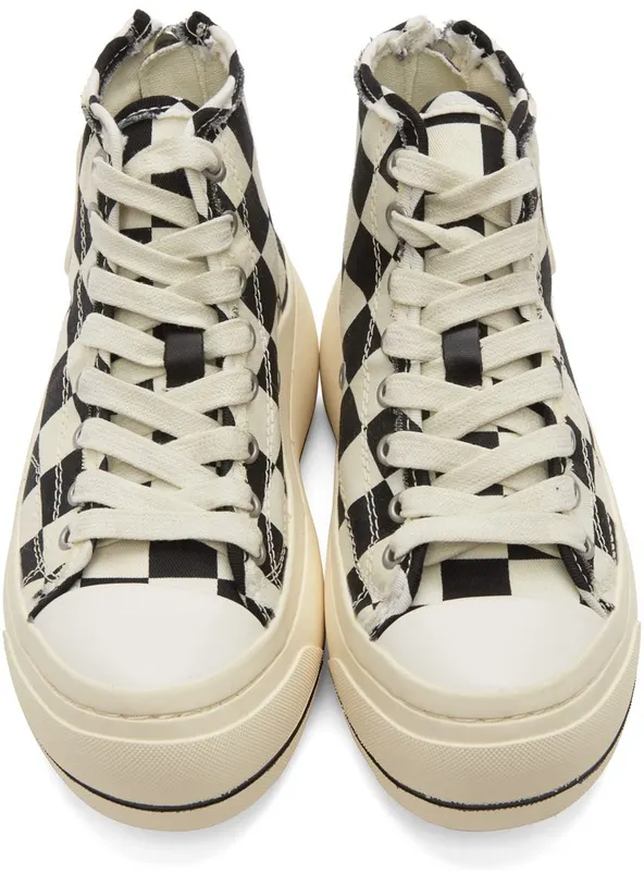 R13 Black & Off-White Check Kurt High-Top Sneakers (R13S5029-S023A)