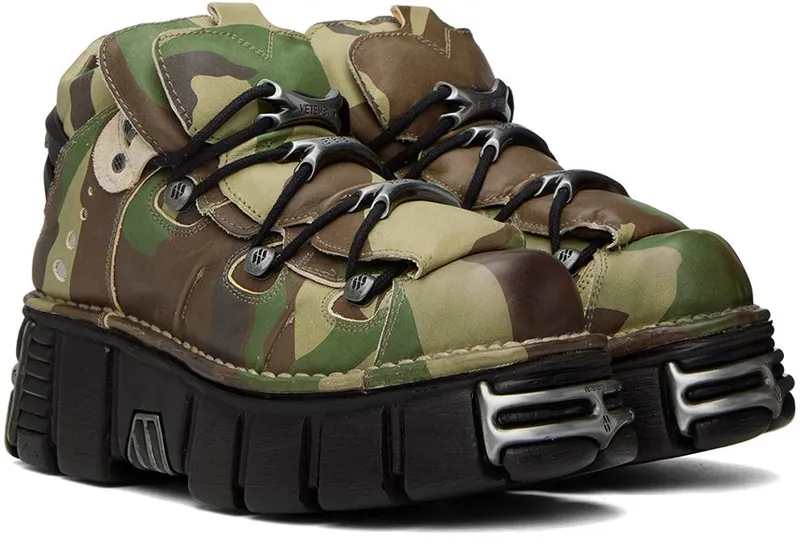 VETEMENTS Khaki New Rock Edition Platform Sneakers (UA53SN200G)