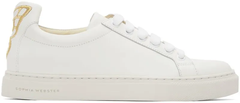 Sophia Webster Off-White & Gold Butterfly Low Sneakers (SSS22137)