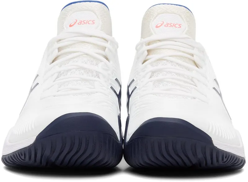 Asics White & Blue Court FF2 Sneakers (1042A076-103)