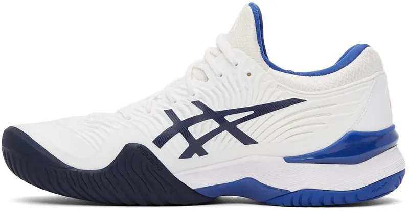 Asics White & Blue Court FF2 Sneakers (1042A076-103)