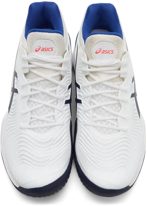 Asics White & Blue Court FF2 Sneakers (1042A076-103)