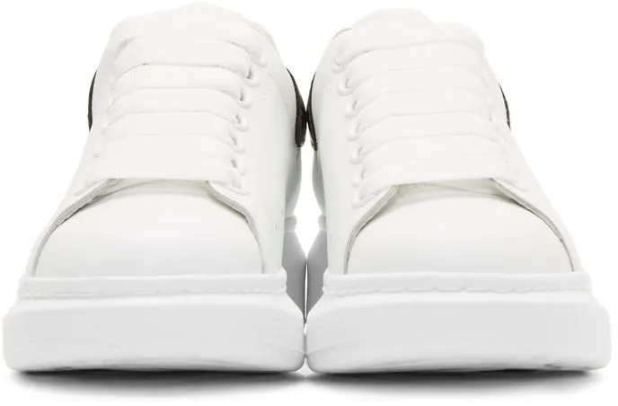Alexander McQueen White & Gunmetal Metallic Oversized Sneakers (553770WHFBU)