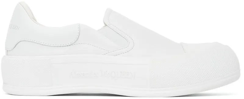 Alexander McQueen Black & White Plimsoll Slip-On Sneakers (654592WHZT8)