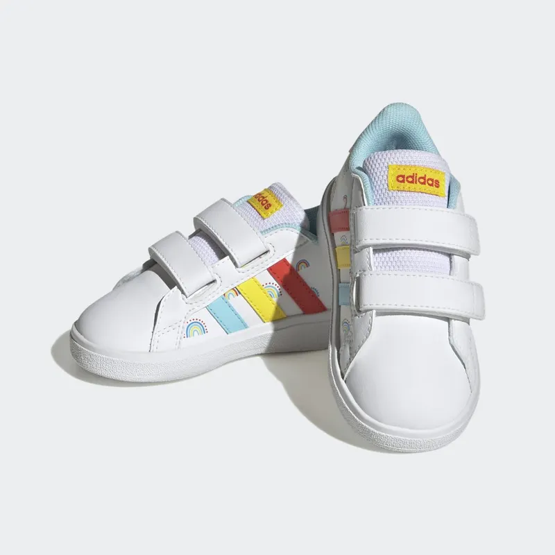 adidas Grand Court Sustainable Lifestyle Court met Klittenband Cloud White / Bold Orange / Impact Yellow (GY2489)