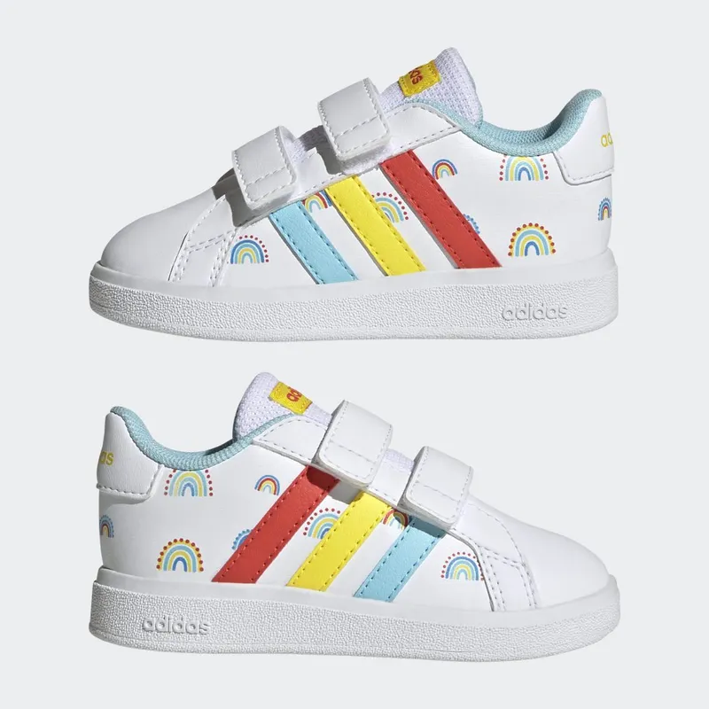 adidas Grand Court Sustainable Lifestyle Court met Klittenband Cloud White / Bold Orange / Impact Yellow (GY2489)