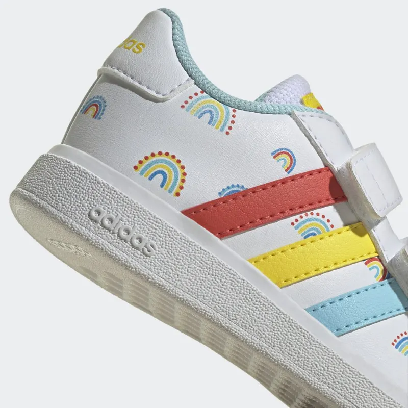 adidas Grand Court Sustainable Lifestyle Court met Klittenband Cloud White / Bold Orange / Impact Yellow (GY2489)