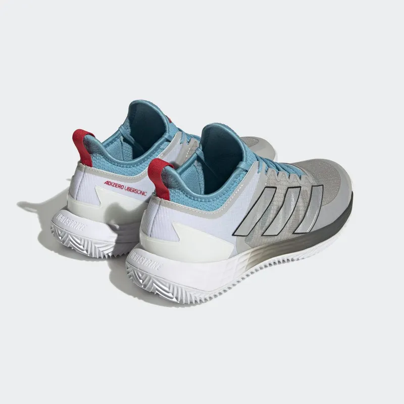 adidas adizero Ubersonic 4 Clay Court Tennis Metal Grey / Silver Metallic / Preloved Blue (HQ8374)