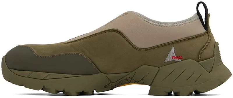 ROA Khaki & Taupe Slip-On Sneakers (SOLE10- 094)
