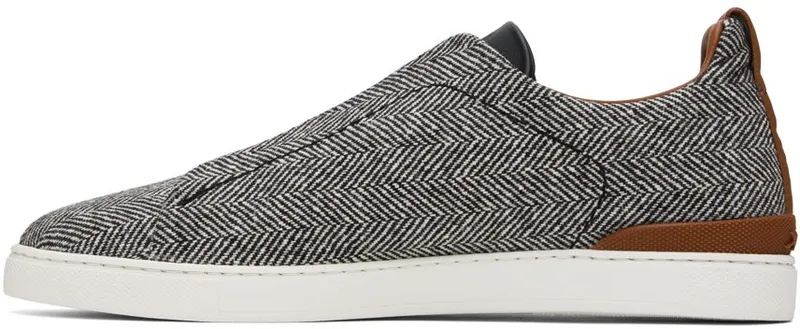 ZEGNA White & Navy Triple Stitch Sneakers (LHTBA-S5346Z)