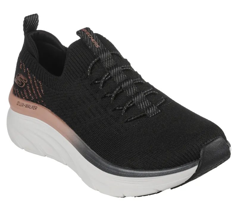 Skechers Relaxed Fit: D’Lux Walker – Let it Glow – Zwart / Roos Goud (149366-BKRG)