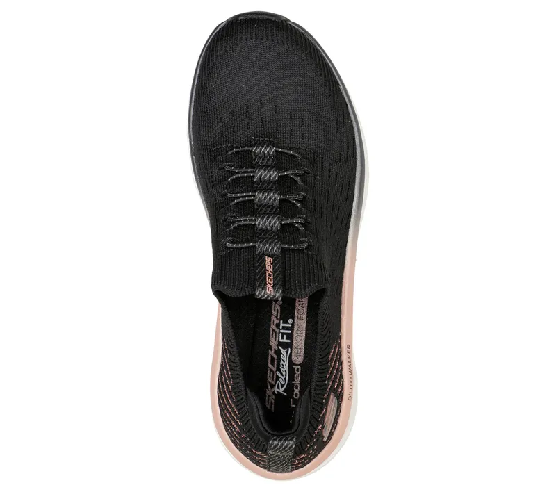 Skechers Relaxed Fit: D’Lux Walker – Let it Glow – Zwart / Roos Goud (149366-BKRG)