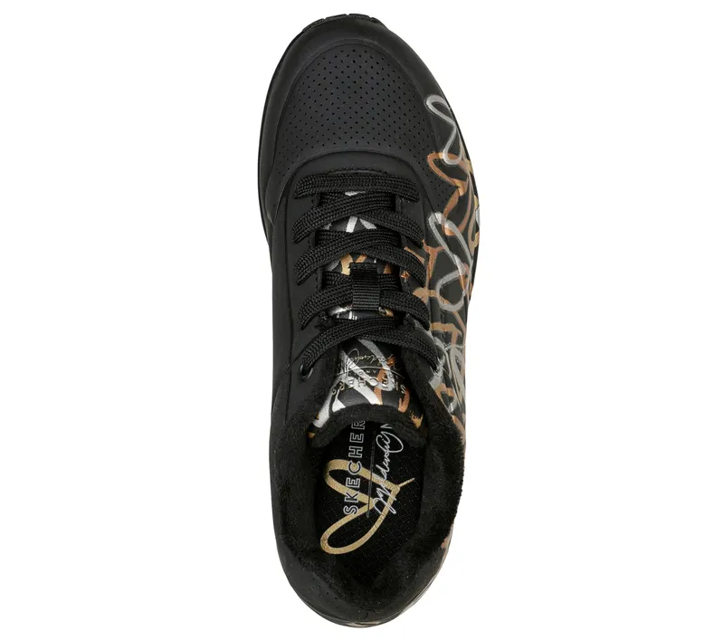 Skechers Skechers x JGoldcrown: Uno – Metallic Love – Zwart / Goud (155523-BKGD)