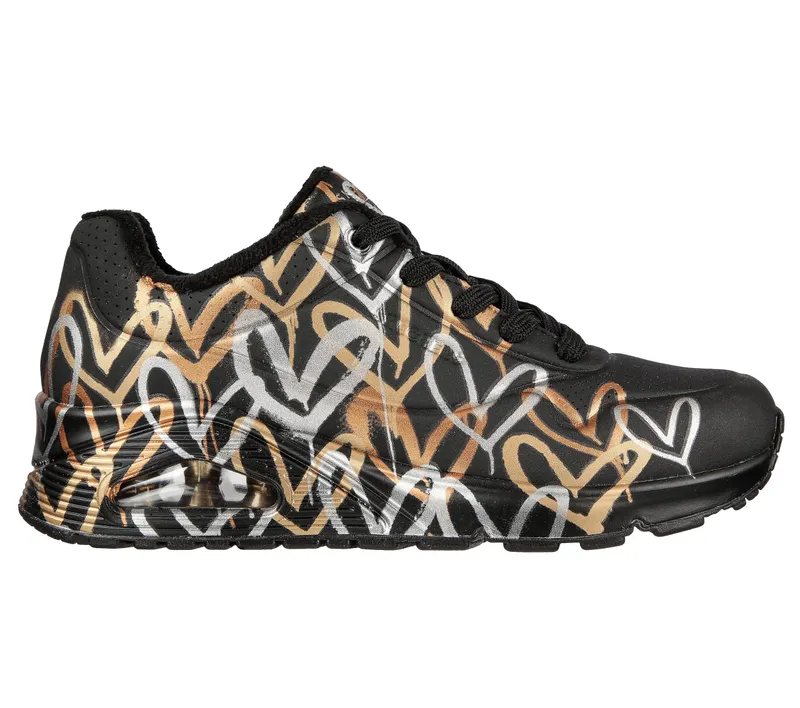 Skechers Skechers x JGoldcrown: Uno – Metallic Love – Zwart / Goud (155523-BKGD)