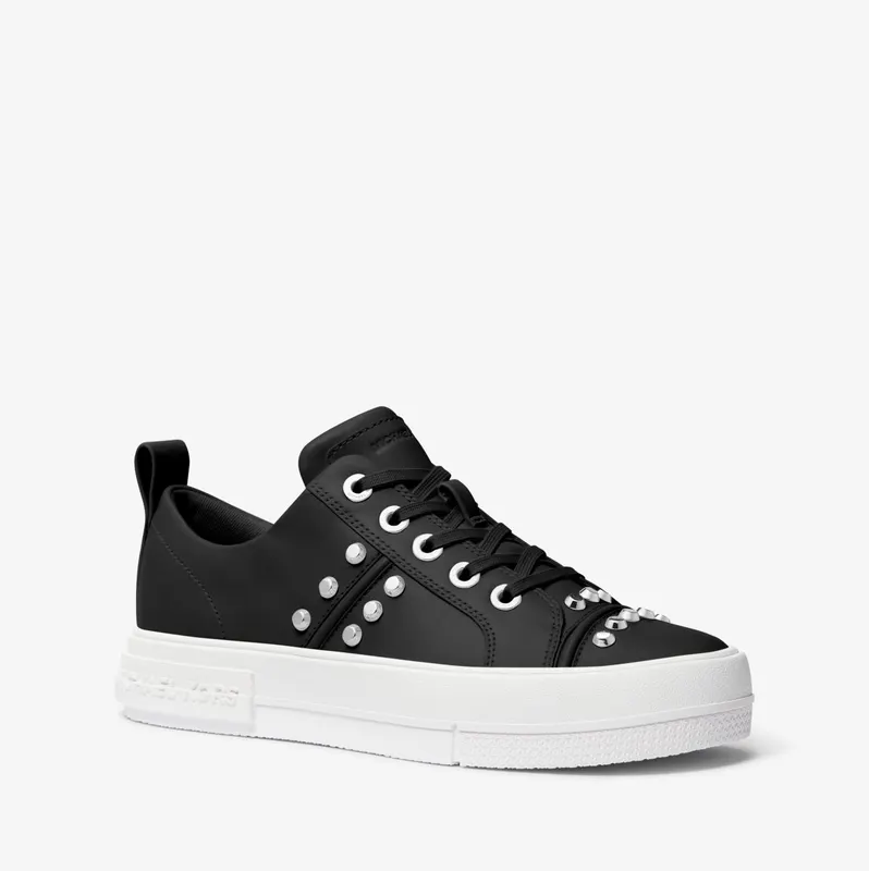 Michael Kors MK Evy Astor Stud Leather Trainers – Black (43S3EYFS1L-0001)