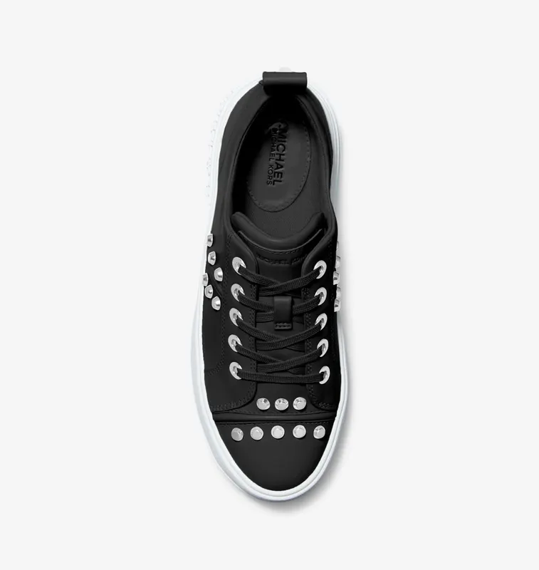 Michael Kors MK Evy Astor Stud Leather Trainers – Black (43S3EYFS1L-0001)