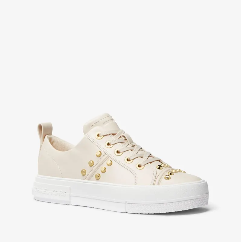 Michael Kors MK Evy Astor Stud Leather Trainers – Lt Cream (43S3EYFS1L-2171)