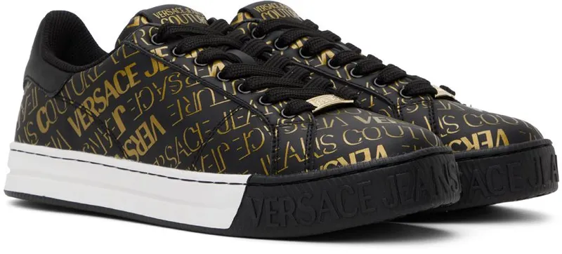 Versace Jeans Couture Black & Gold Court 88 Sneakers (E73YA3SK4 EZP016)