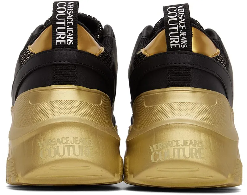 Versace Jeans Couture Black & Gold Speedtrack Sneakers (E73VA3SC2EZP134)