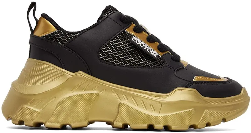 Versace Jeans Couture Black & Gold Speedtrack Sneakers (E73VA3SC2EZP134)
