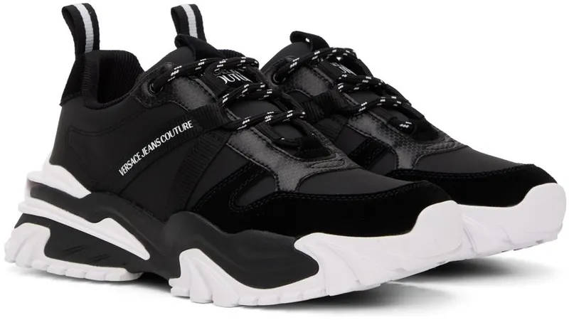 Versace Jeans Couture Black & White New Trail Trek Sneakers (E73YA3SI2EZS478)