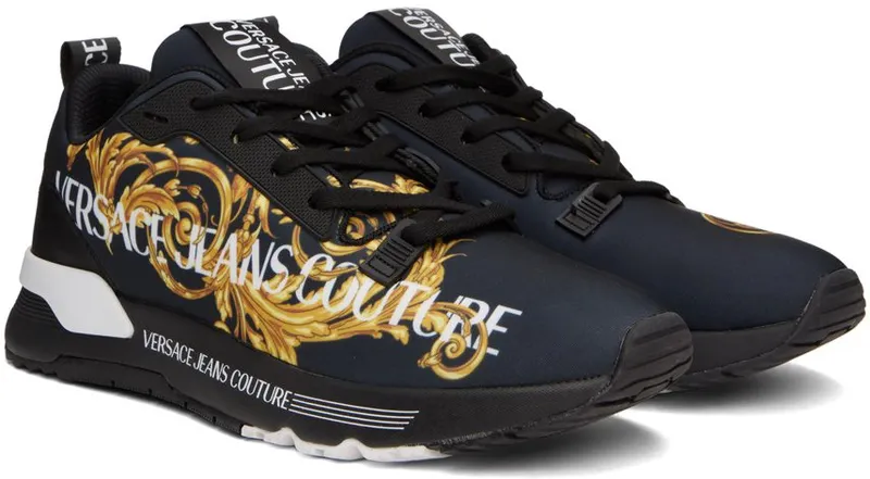 Versace Jeans Couture Black Dynamic Logo Sneakers (E73YA3SAAEZS457)