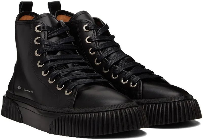 AMI Alexandre Mattiussi Black Logo High Sneakers (USN425.853)