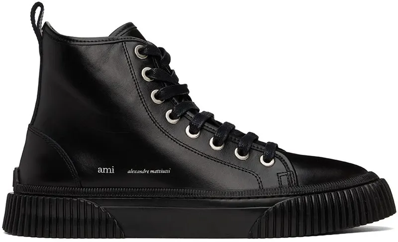 AMI Alexandre Mattiussi Black Logo High Sneakers (USN425.853)