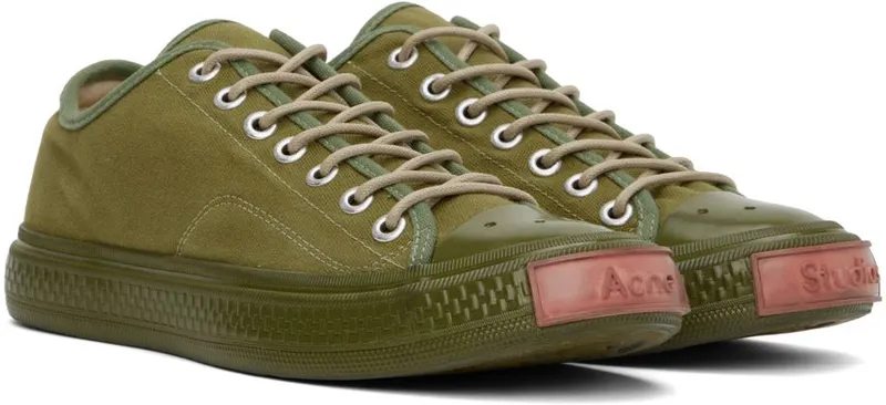 Acne Studios Green Canvas Low Sneakers (BD0225-)