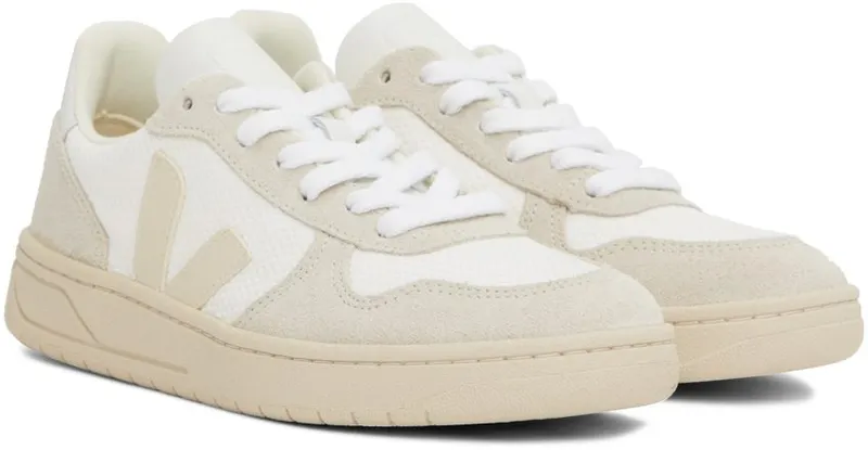 VEJA White & Beige V-10 B-Mesh Sneakers (VX0102499)
