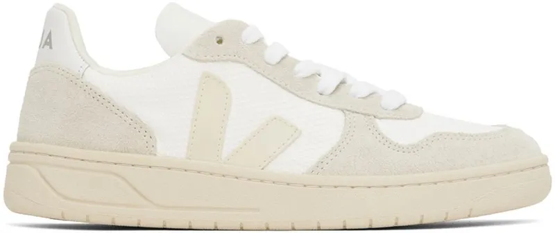 VEJA White & Beige V-10 B-Mesh Sneakers (VX0102499)