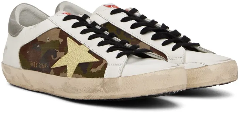Golden Goose White & Green Super-Star Sneakers (GMF00103.F003204.81775)