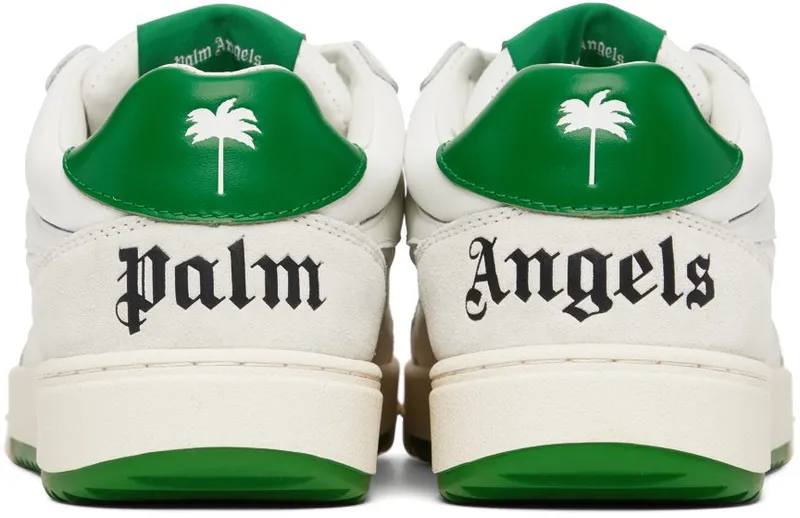 Palm Angels White & Green University Sneakers (PMIA078F22LEA0010155)