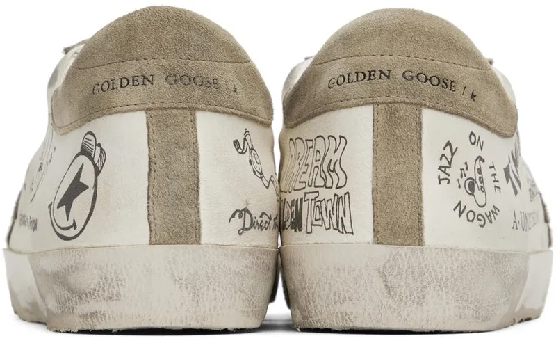 Golden Goose White & Taupe Super-Star Sneakers (GMF00101.F003284.10961)