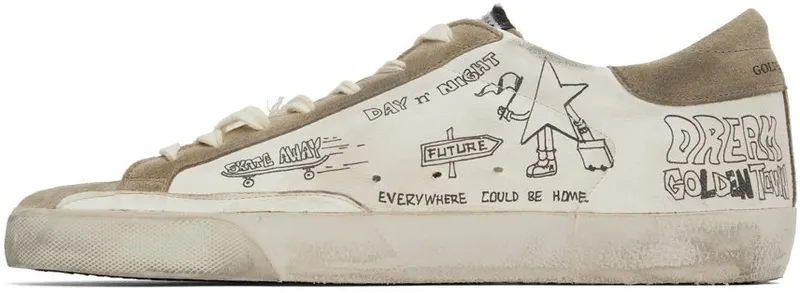 Golden Goose White & Taupe Super-Star Sneakers (GMF00101.F003284.10961)