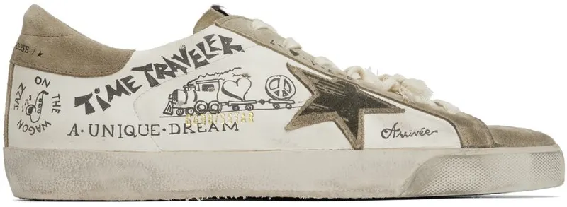 Golden Goose White & Taupe Super-Star Sneakers (GMF00101.F003284.10961)