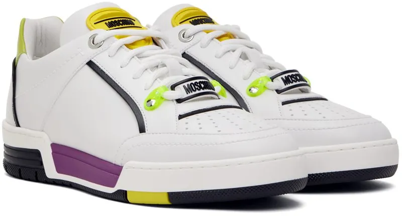 Moschino White Streetball Low-Top Sneakers (MB15614G1F G40)