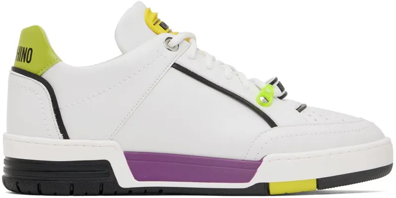 Moschino White Streetball Low-Top Sneakers (MB15614G1F G40)