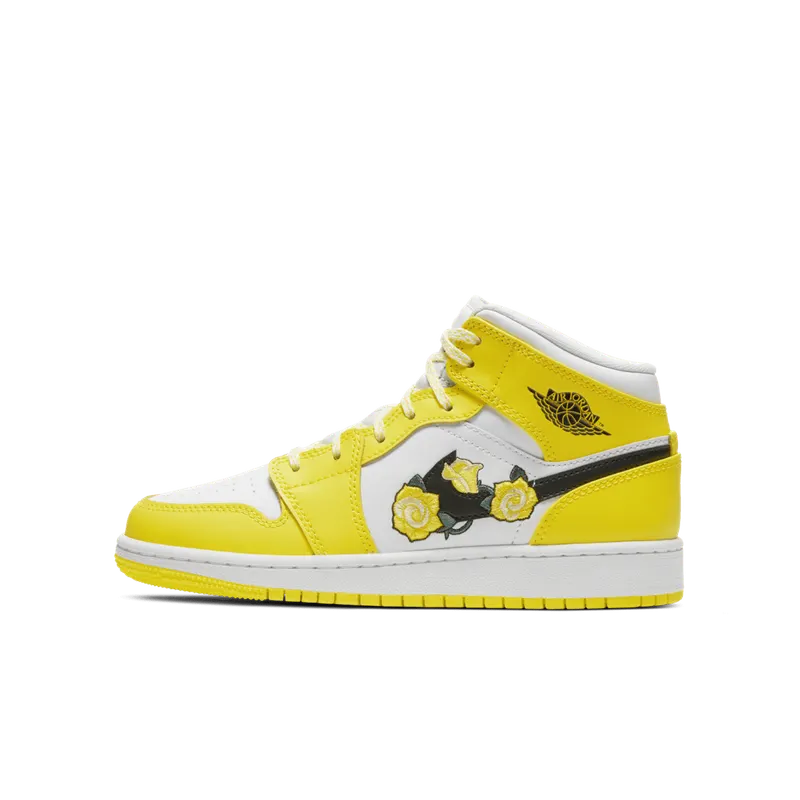 Jordan 1 Mid Dynamic Yellow Floral (GS) (AV5174-700)