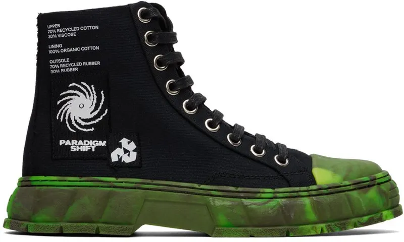 Virón Black & Green 1982 High Sneakers (1982-05-C-99S)