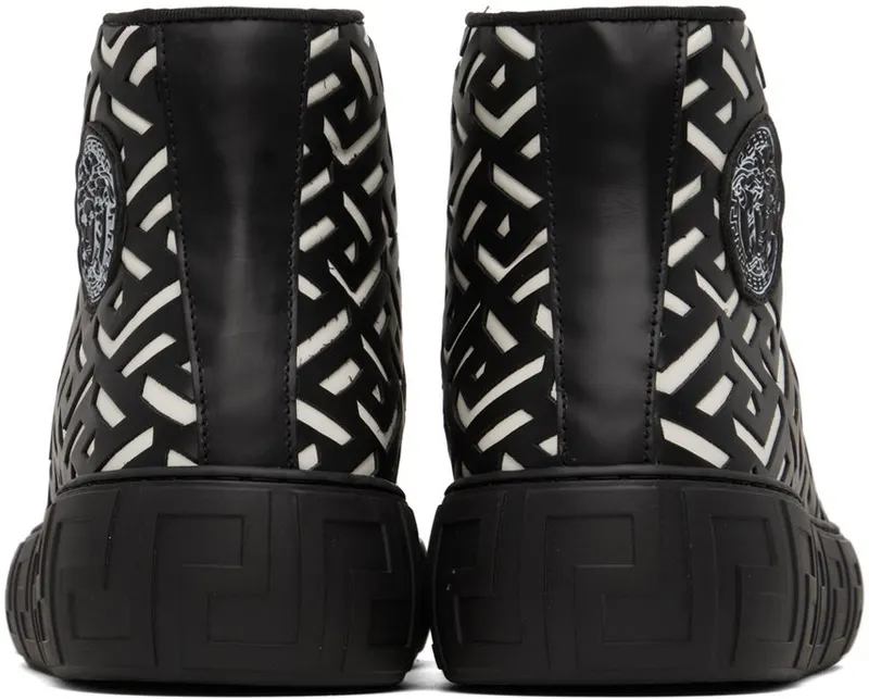 Versace Black & White La Greca Sneakers (DSU8403 1A04183)