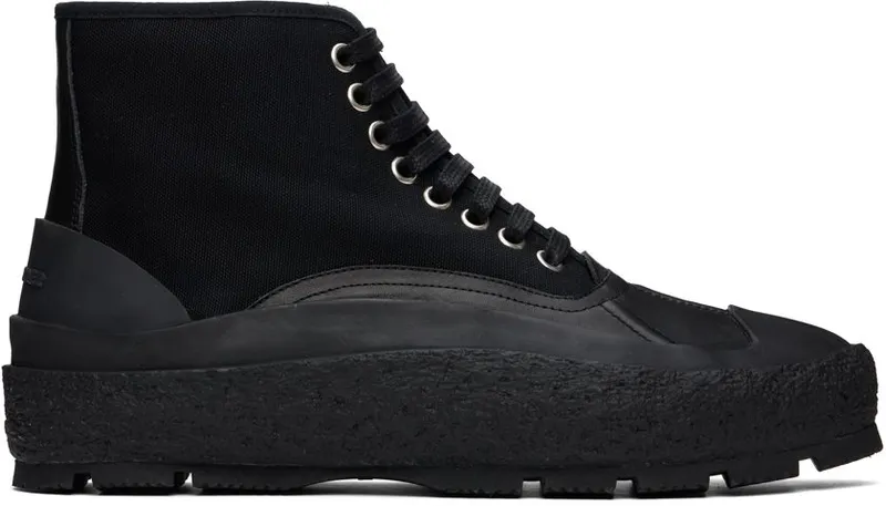 Jil Sander Black Canvas High-Top Sneakers (J32WS0020_PR542)