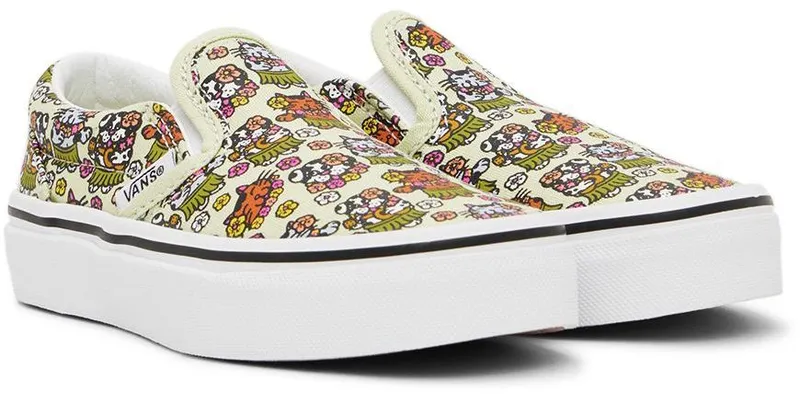 Vans Kids Green Animals Classic Slip-On Little Kids Sneakers (VN0A7Q5GBDD)